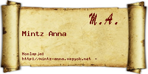 Mintz Anna névjegykártya